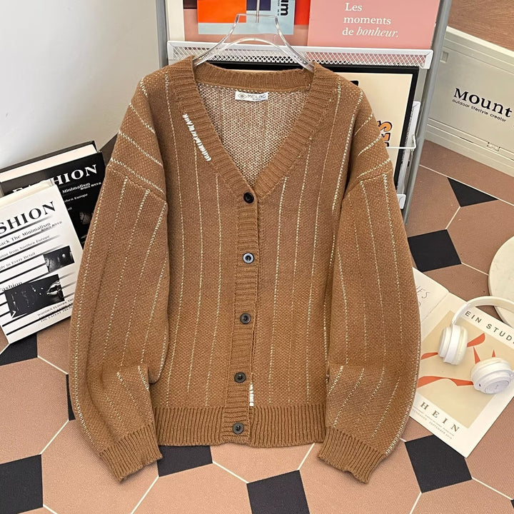 Women's cardigan with V-neck and buttons Mune Fashion