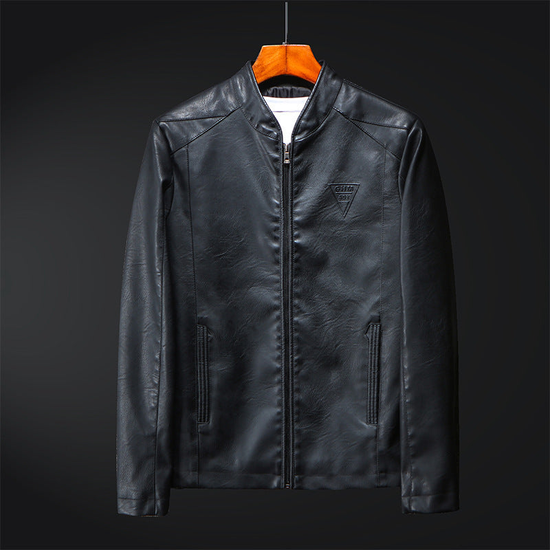 Men's Faux Leather Blouson in Slim Fit with fine texture, stand-up collar and concealed zipper Mune Fashion