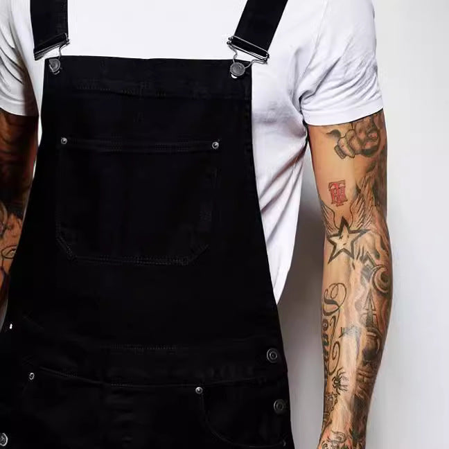 Men's Casual Denim Overalls with Adjustable Straps and Modern Fit Mune