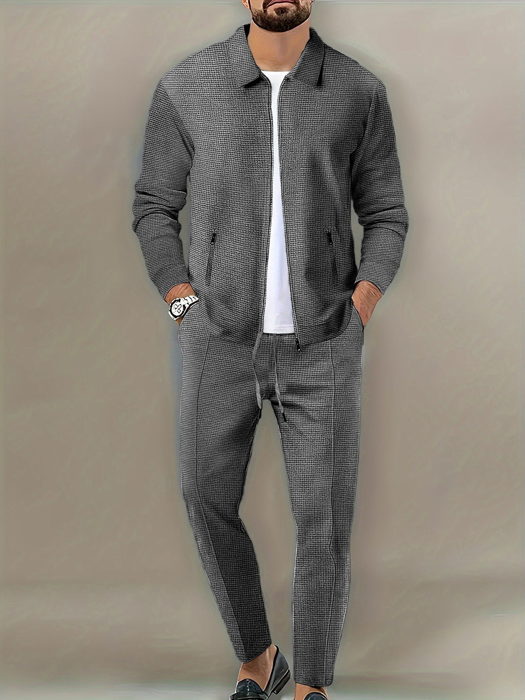 Men's leisure suit with modern structure design and practical pockets Mune Fashion