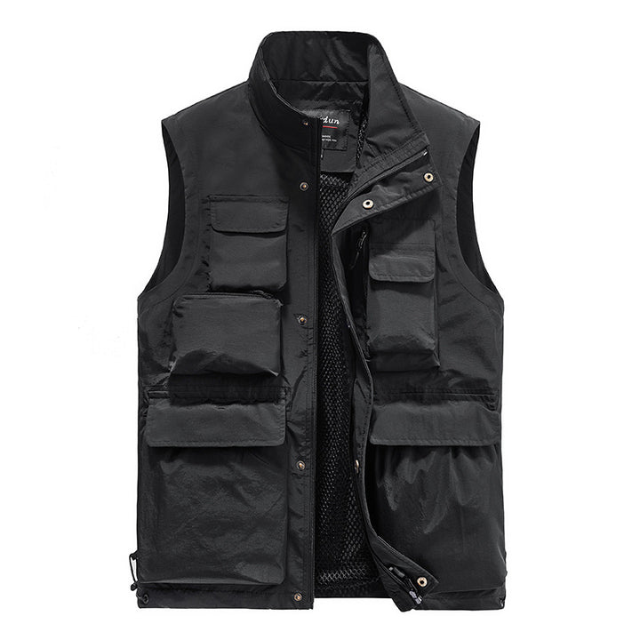 Men's Fleece-Lined Multifunction Utility Vest with Numerous Cargo Pockets and Adjustable Hem Mune Fashion