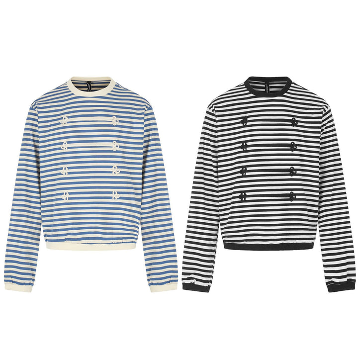 Women's maritime striped sweatshirt with decorative cords Mune Fashion
