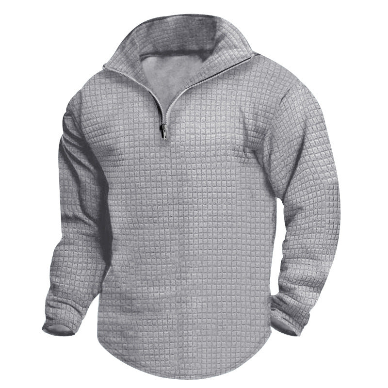 Men's padded thermal half-zip with waffle texture, brushed lining, and rounded hem Mune Fashion