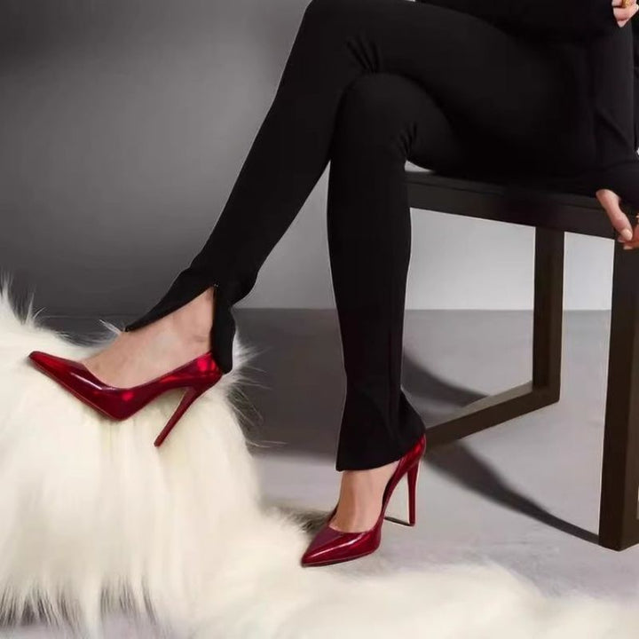 Women's Elegant Pointed Toe Patent Pumps with Slim Stiletto Heel Mune Fashion