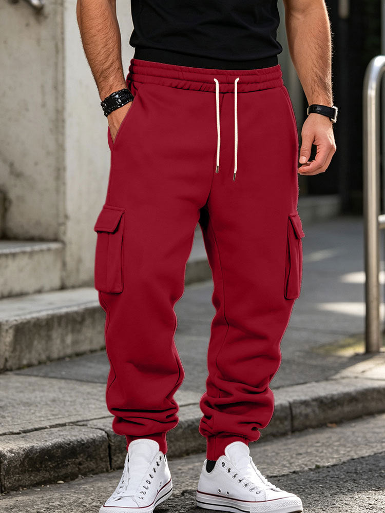 Men's cargo jogging pants made of cotton fleece with elastic waistband and leg cuffs Mune Fashion