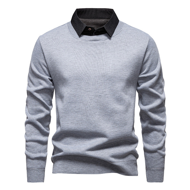 Men's fine knit sweater with integrated shirt collar and slim silhouette Mune Fashion