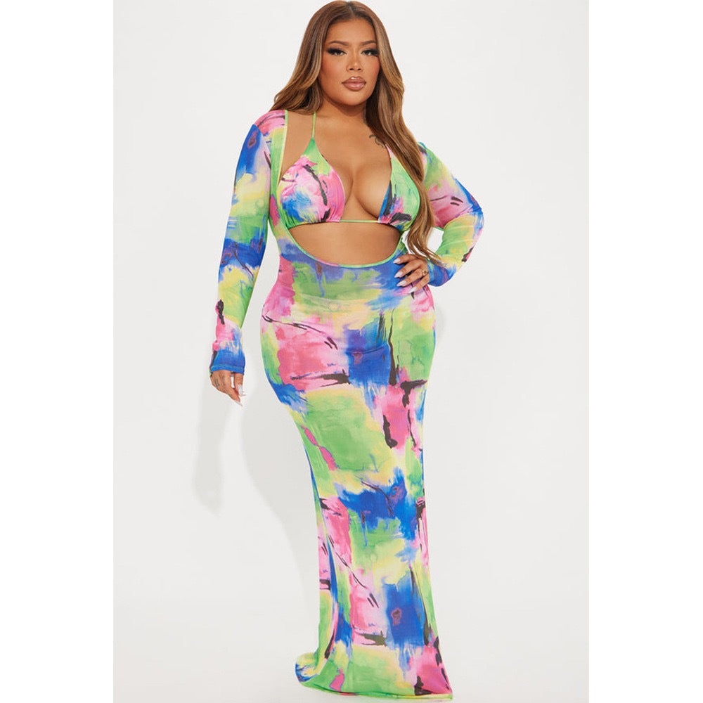 Women Elegant Maxi Dress with Modern Animal Print Mune Fashion
