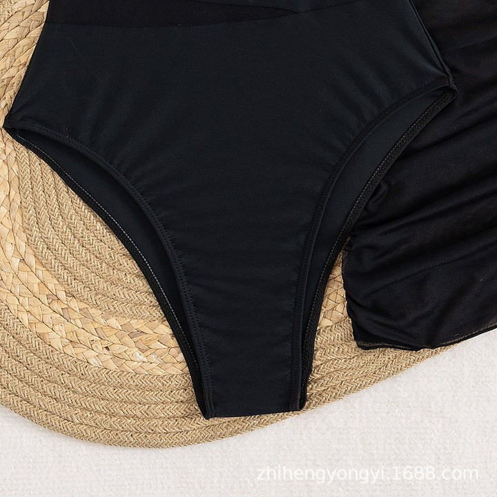 Women's Elegant Swimsuit with Asymmetrical Design and Practical Wrap Skirt Mune Fashion