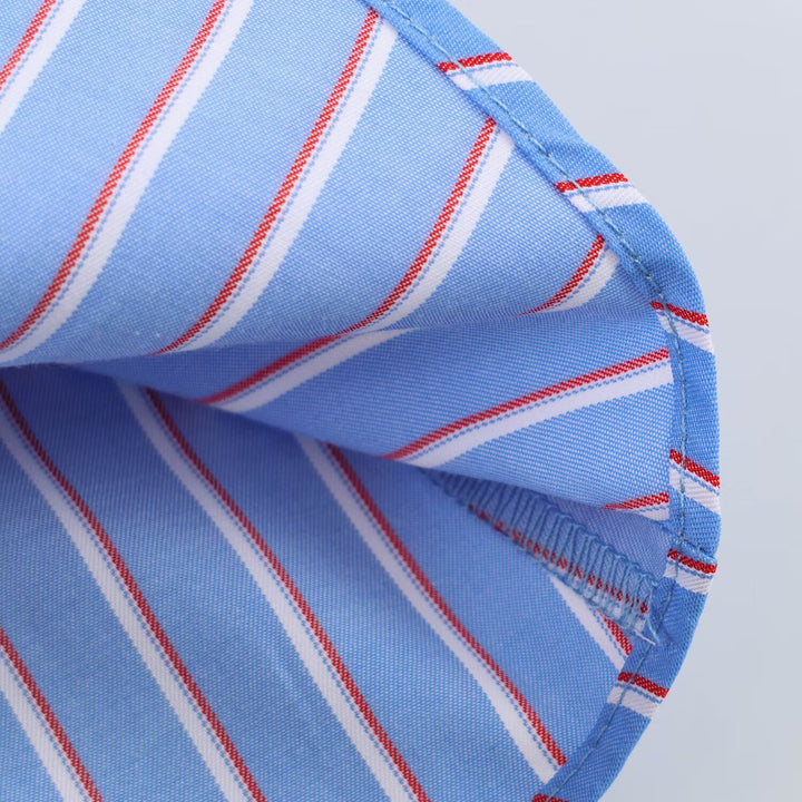 Women Striped Oversized Blouse with Tailoring Gatherings and Shirt Collar Mune Fashion