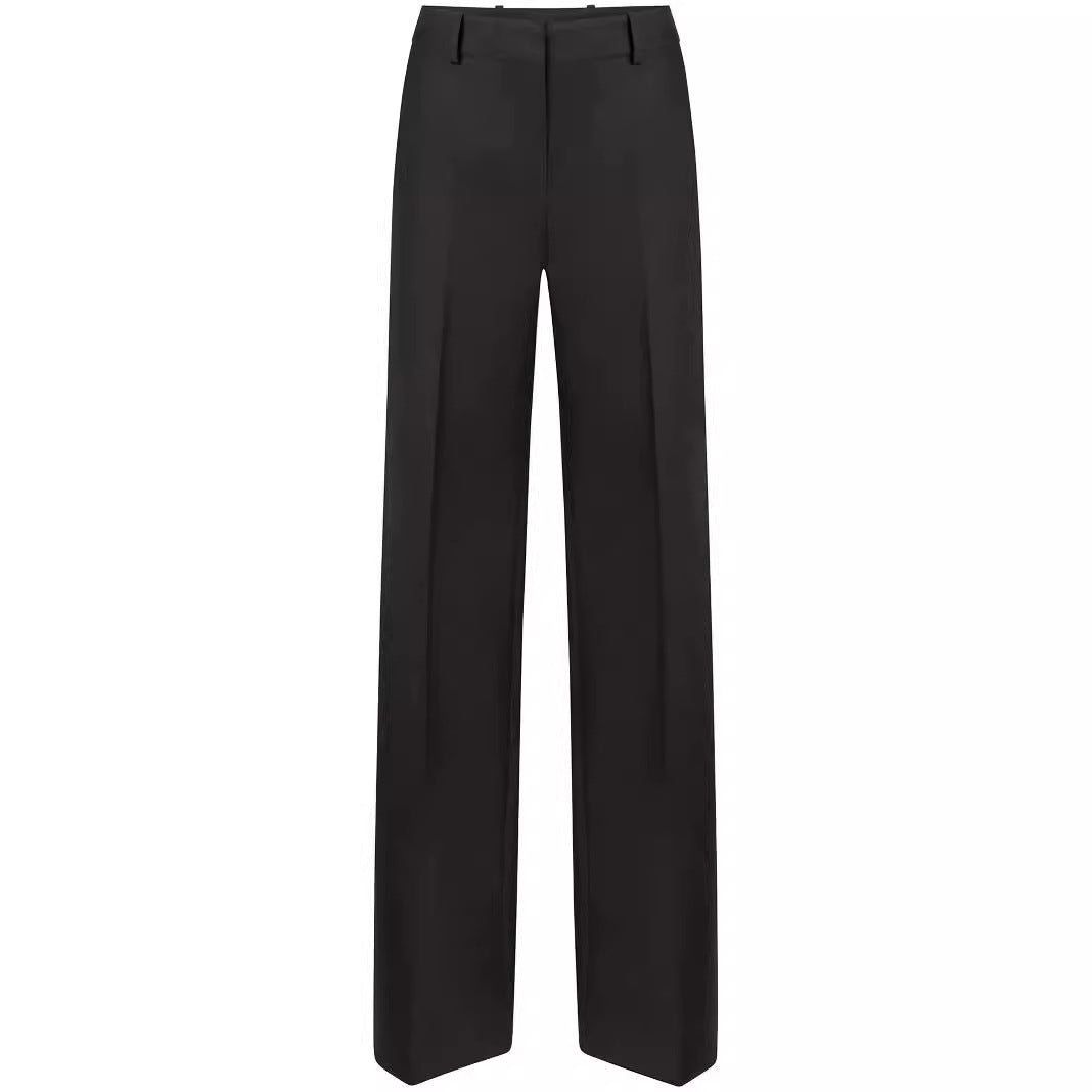 Ladies high-waisted wide pinstriped pants in tailoring style Mune Fashion