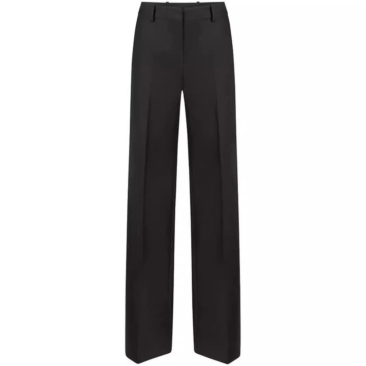 Ladies high-waisted wide pinstriped pants in tailoring style Mune Fashion