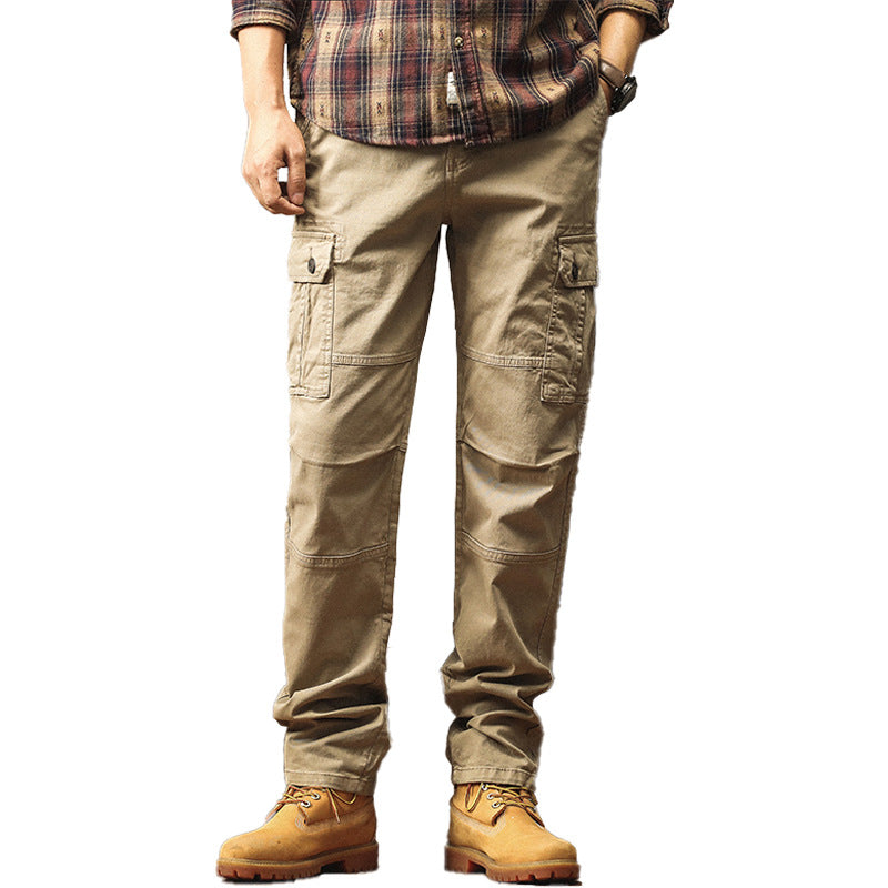 Men Durable Canvas Cargo Pants with Ergonomic Knee Pleats, Drawstring Waistband and Patch Pocket Mune Fashion