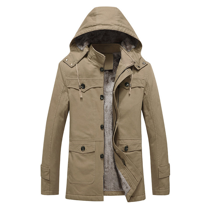 Men's padded canvas parka with fixed hood, cozy teddy inner lining, and multiple pockets Mune Fashion