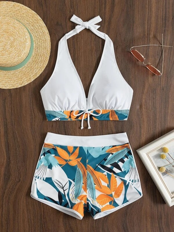 Women's bikini set with fashionable triangle top and sporty high-waisted bottoms Mune Fashion