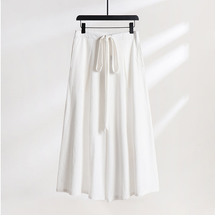 Women Palazzo Culotte with elastic waistband and tie belt Mune Fashion