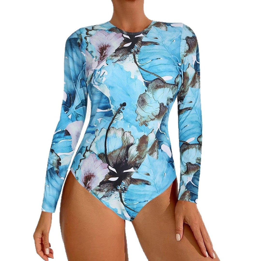 Women's Long Sleeve Swimsuit with Elegant Marble Look Mune Fashion
