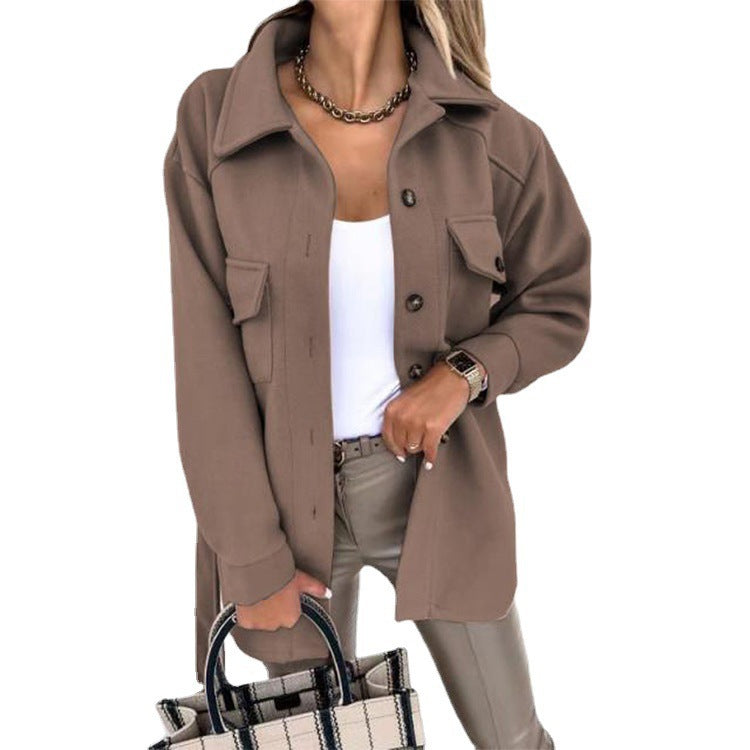 Women's Oversized Shirt Jacket with Flap Pockets Mune Fashion