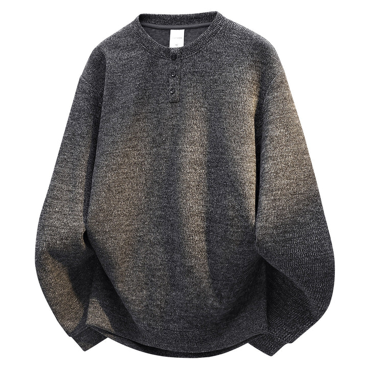 Men's Oversized Textured Henley Knit Sweater with Triple Button Placket Mune Fashion