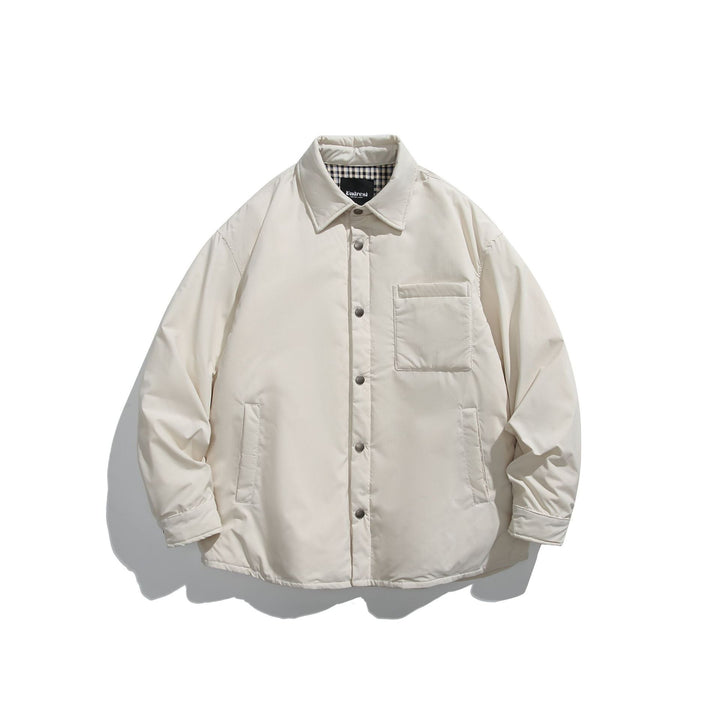 Unisex Padded Coach Jacket with Check Lining and Snap Button Placket Mune Fashion