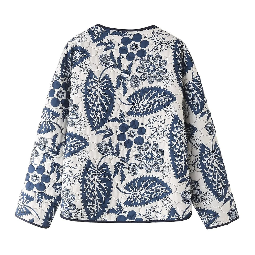Women's non-quilted short jacket in kimono style with floral quilted pattern Mune Fashion