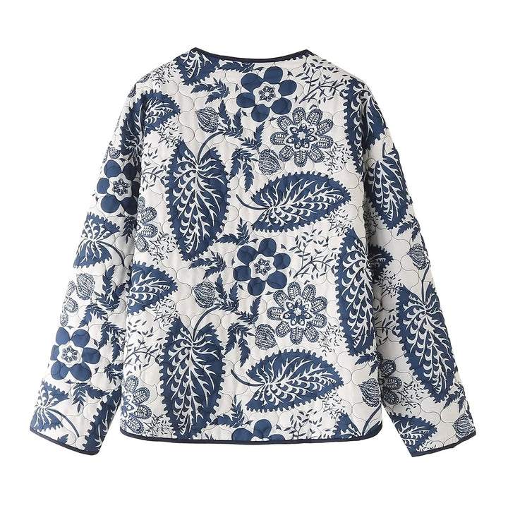Women's non-quilted short jacket in kimono style with floral quilted pattern Mune Fashion