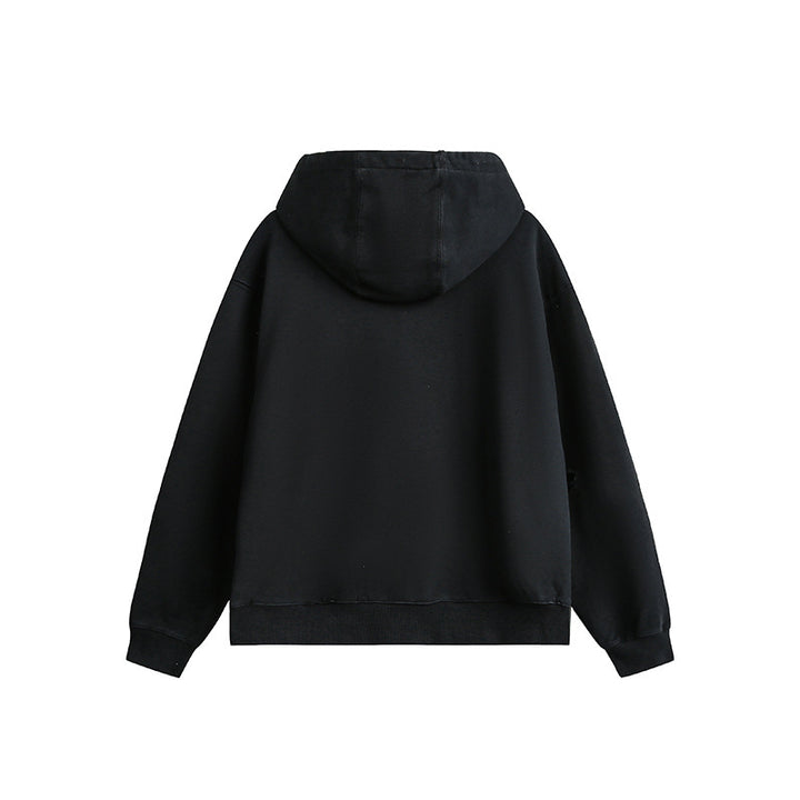 Unisex Oversize Hoodie with Distressed Details, Kangaroo Pocket and Ribbed Cuffs Mune Fashion