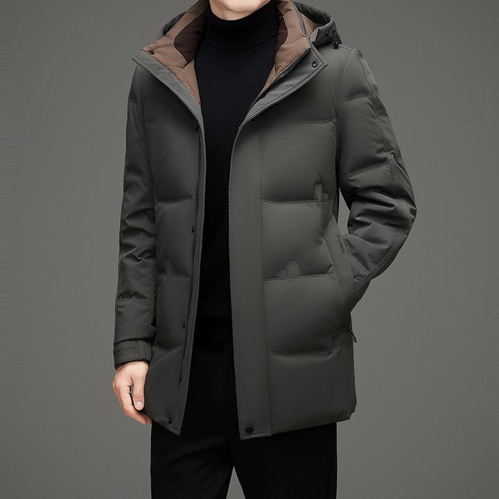 Men's padded hooded quilted jacket with elongated cut and windproof membrane Mune Fashion