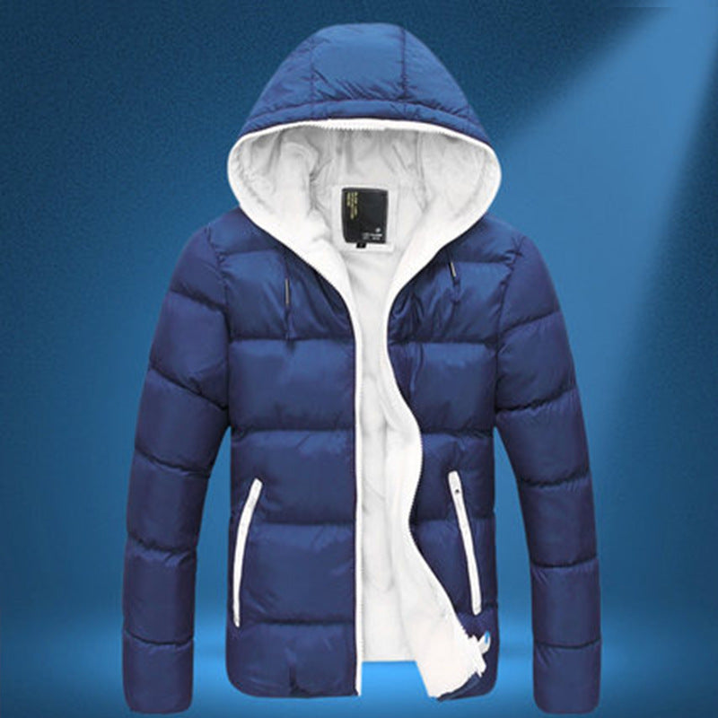 Men's quilted hooded jacket with contrasting fleece lining and side zip pockets Mune Fashion