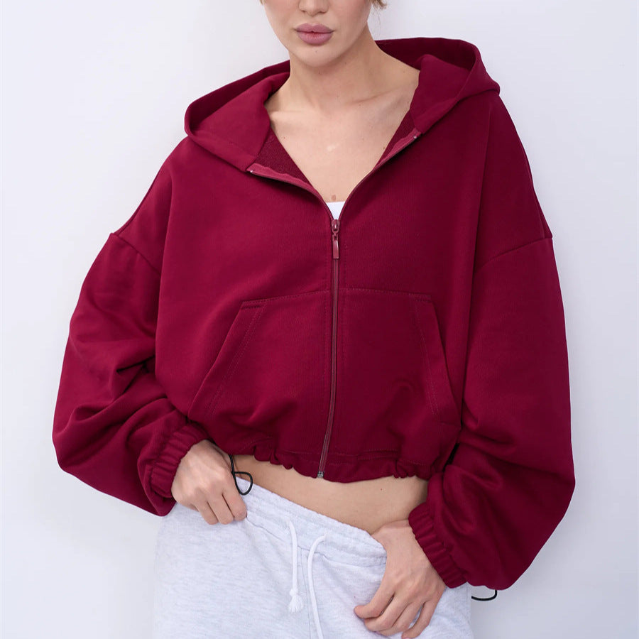 Women's Fashionable Cropped Zip Hoodie Mune Fashion