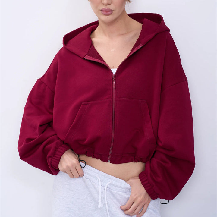 Women's Fashionable Cropped Zip Hoodie Mune Fashion
