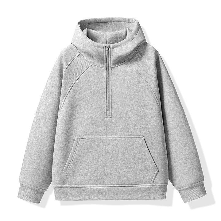 Unisex Half-zip Hoodie with High Collar, Kangaroo Pocket & Ribbed Cuffs Mune Fashion