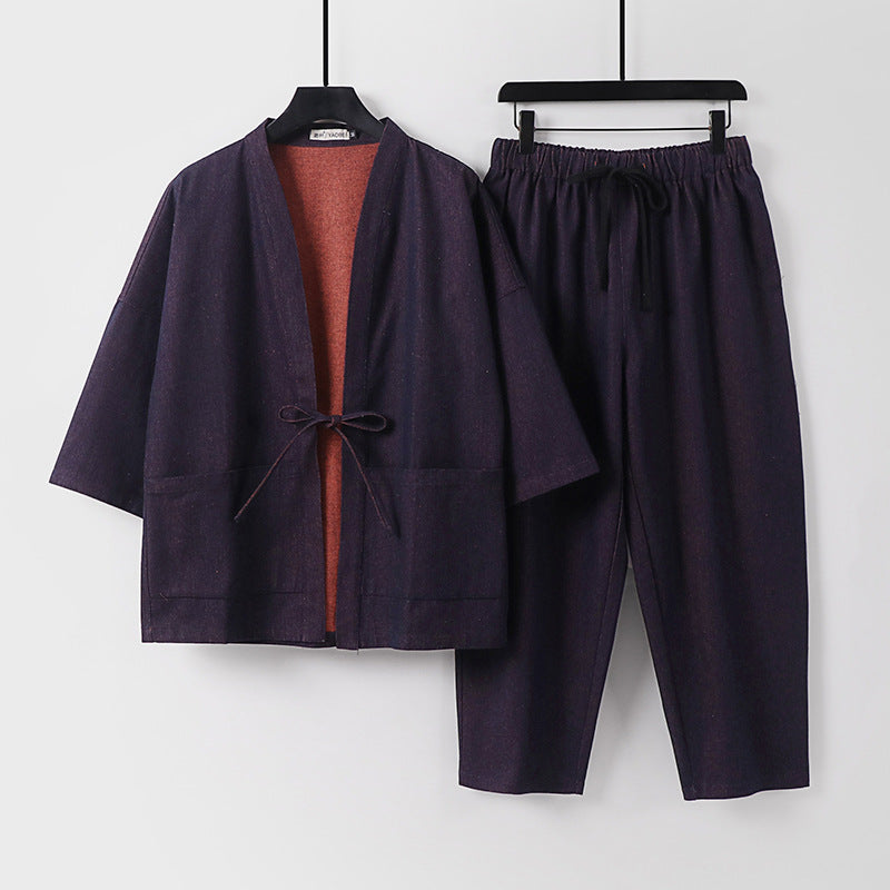 Unisex Kimono Jacket and Loose Cuff Pants in Denim Look Mune Fashion