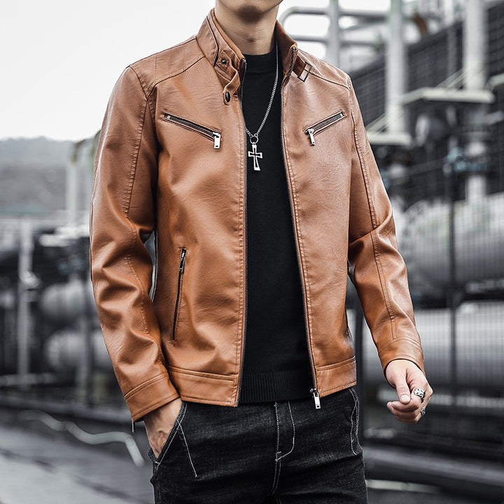 Men Stylish Faux Leather Jacket Mune Fashion