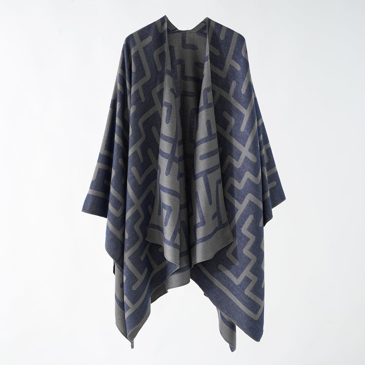 Women's Reversible Jacquard Wrap with Graphic Pattern Mune Fashion