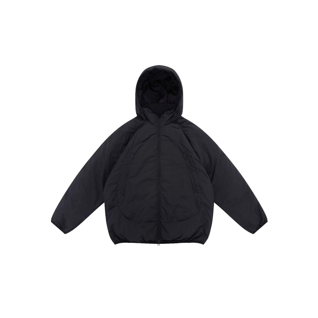 Unisex Voluminous Hooded Insulation Jacket in Boxy Cut with Concealed Zipper Pockets Mune Fashion