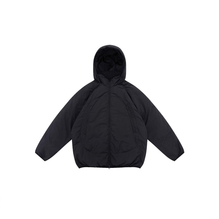 Unisex Voluminous Hooded Insulation Jacket in Boxy Cut with Concealed Zipper Pockets Mune Fashion
