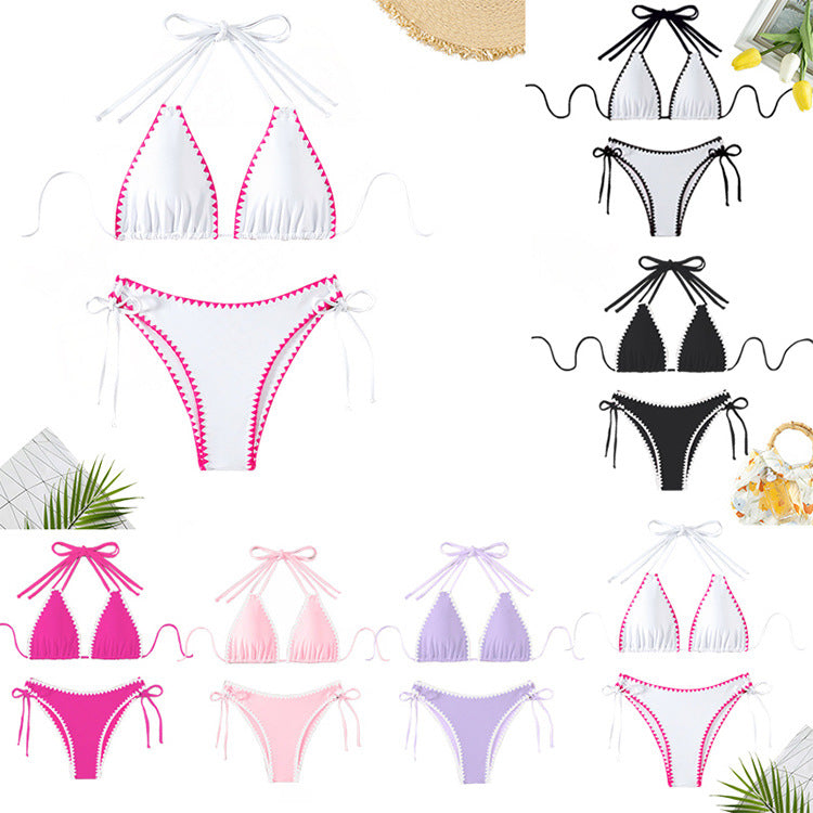 Women's triangle bikini with playful contrast seams Mune Fashion