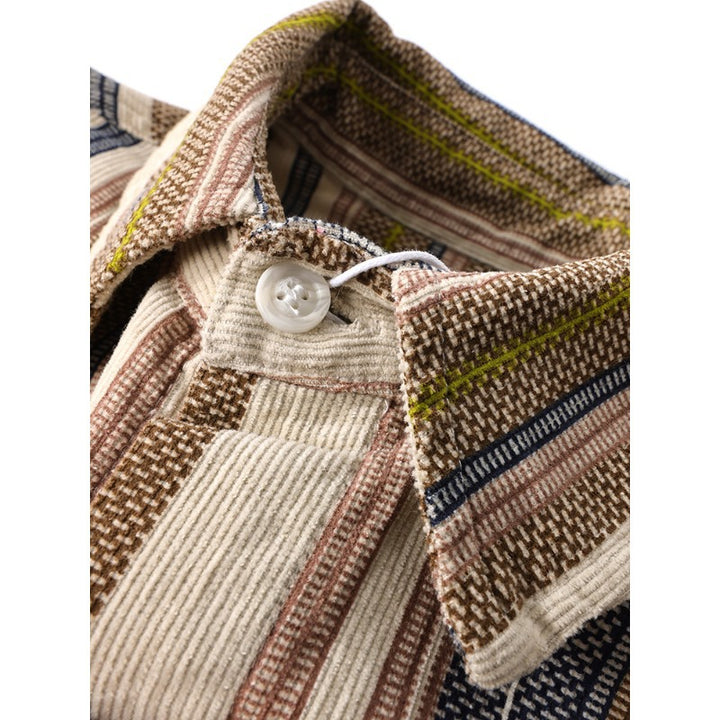 Men's Long Sleeve Shirt with Mélange Stripe Structure and Relaxed Fit Mune Fashion