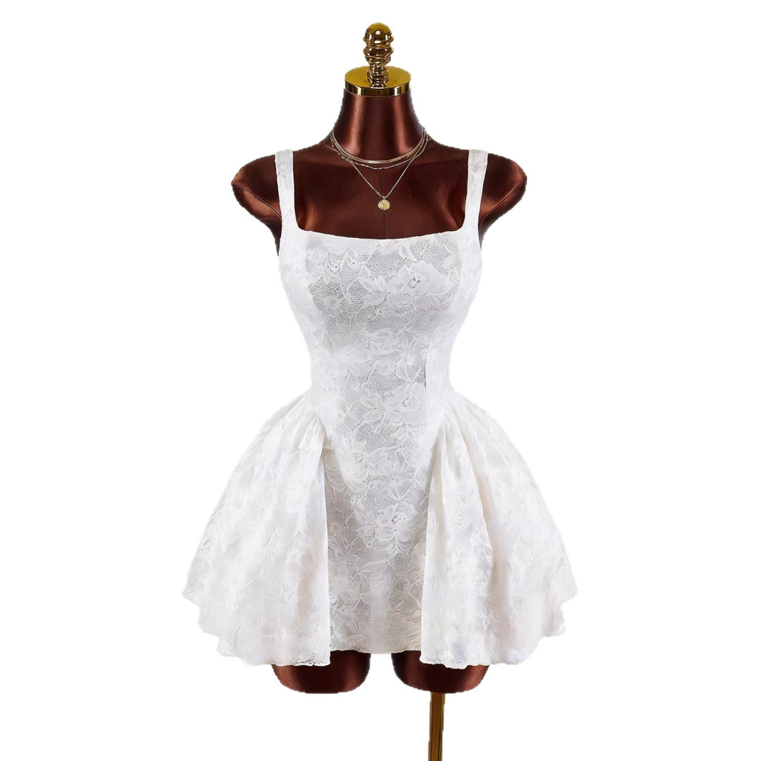 Women nan tailored lace cocktail dress with corset bustier and double-layer peplum skirt Mune Fashion