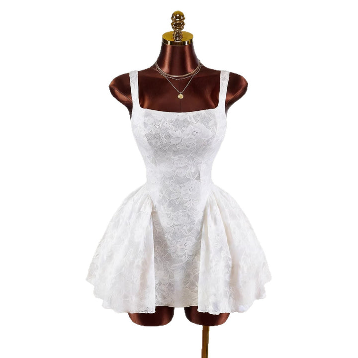 Women nan tailored lace cocktail dress with corset bustier and double-layer peplum skirt Mune Fashion