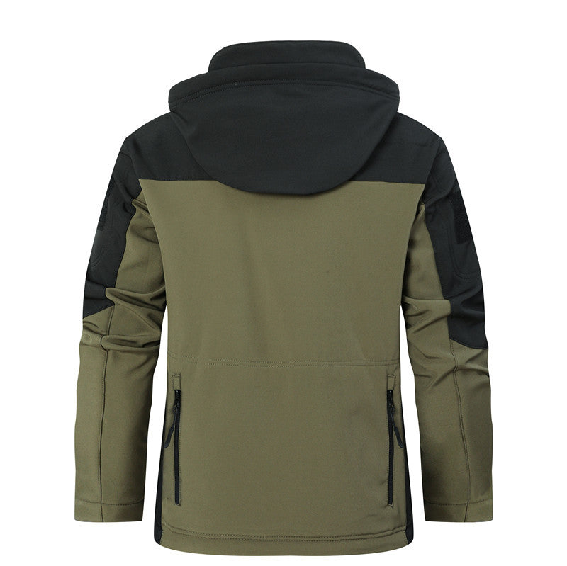 Men's Softshell Tactical Jacket with Hood, Reinforced Sleeves and Multiple Zipper Pockets Mune Fashion