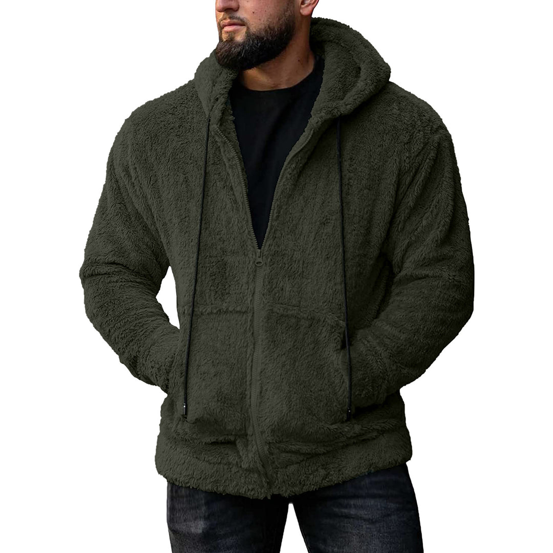 Men's cozy teddy fleece hoodie jacket with full zipper Mune Fashion