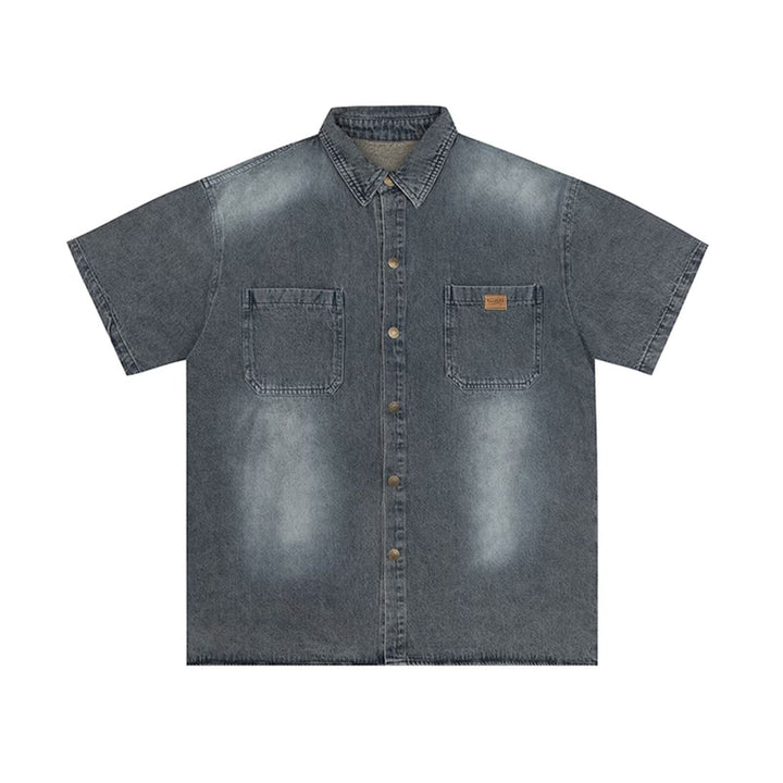 Men's Short Sleeve Denim Shirt Mune Fashion