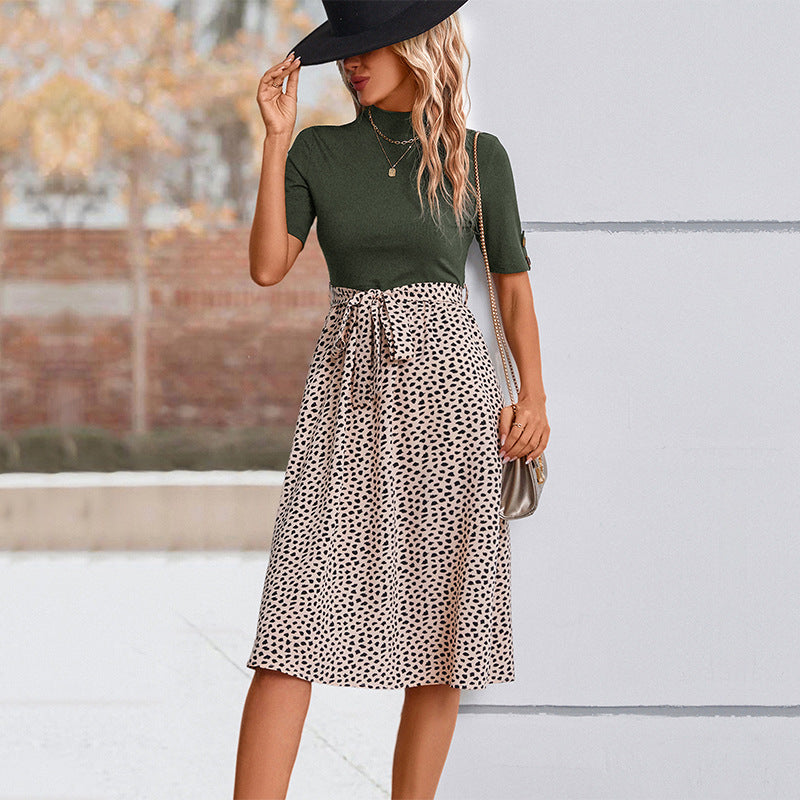 Women's Elegant Midi Dress with Tie Belt Mune Fashion