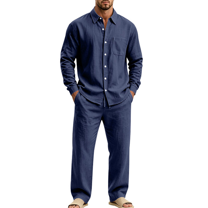 Men's Relaxed Linen Shirt and Wide Loungewear Pants Mune Fashion
