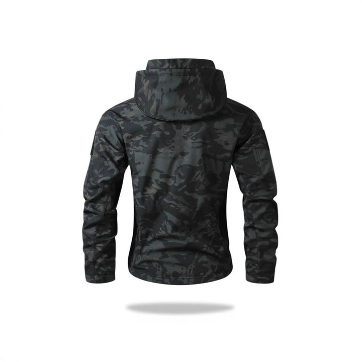 Men's Tactical Softshell Jacket with Hood, Camouflage Print and Multifunctional Pockets Mune Fashion