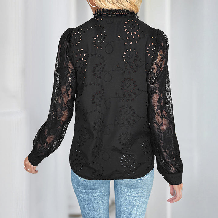 Ladies Elegant Crochet Blouse with Button Details Mune Fashion