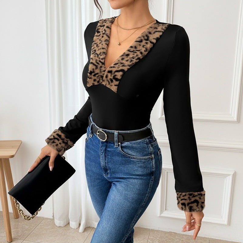 Women Elegant Bodys with Animal Fur Collar Mune Fashion