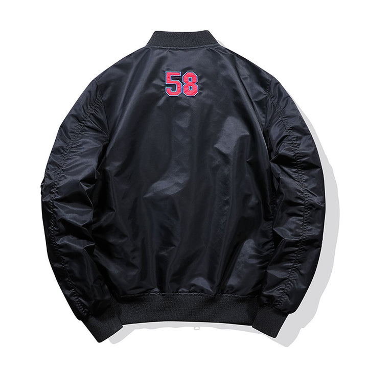 Men's sporty bomber jacket with colorful appliques Mune Fashion