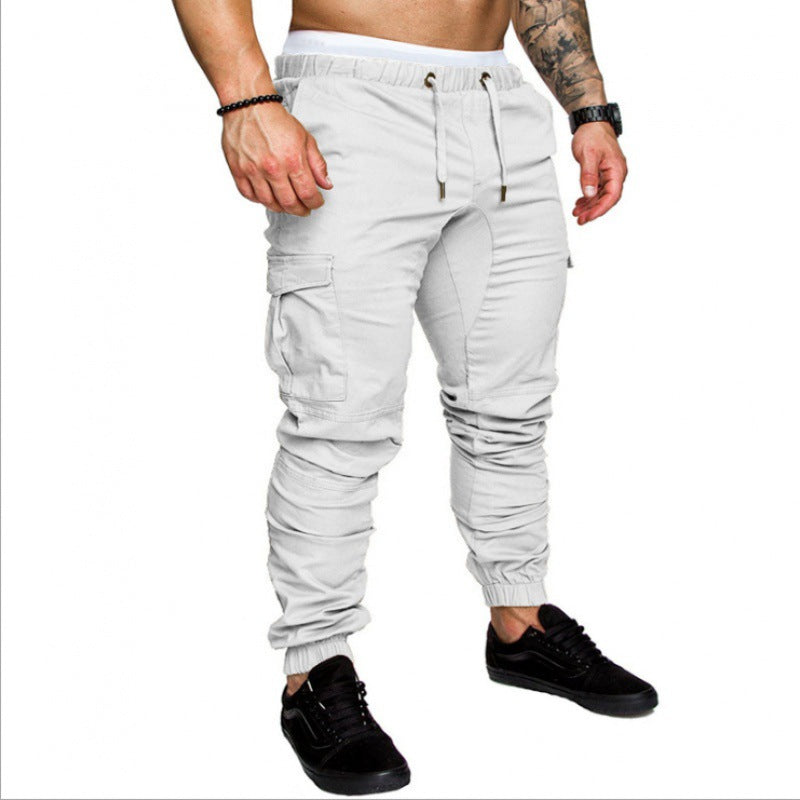 Men's carrot-shaped cargo joggers with elastic waistband, drawstring and reinforced knees Mune Fashion